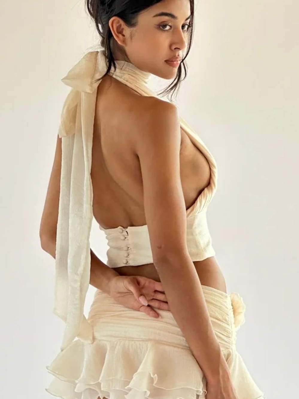 BELINDA HALTER TOP - IVORY - Picture 4 of 11